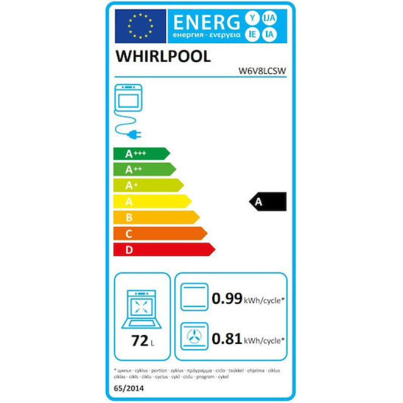 Whirlpool W6V8LCSW Κουζίνα 72lt με Κεραμικές Εστίες Π60εκ. Λευκή