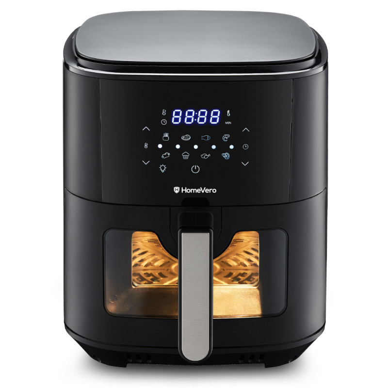 HomeVero Ψηφιακή Φριτέζα Αέρος 6.5Lt με ψηφιακό έλεγχο για Υγιεινό Μαγείρεμα Χωρίς Λάδι 1500W, HV-AF6.5