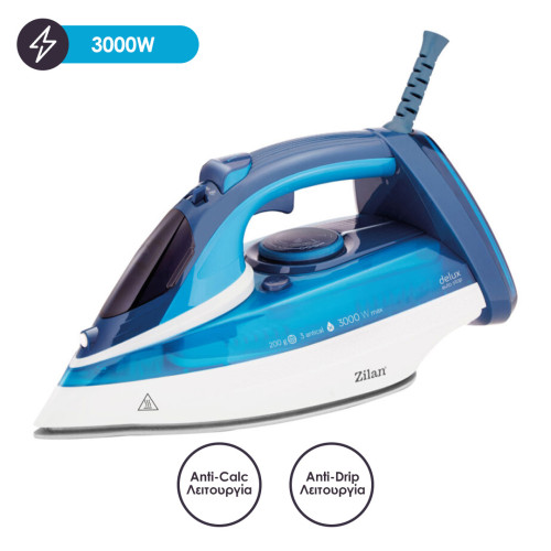 Zilan Σίδερο Ατμού με κεραμική πλάκα 3000W σε γκρι χρώμα ZLN2908