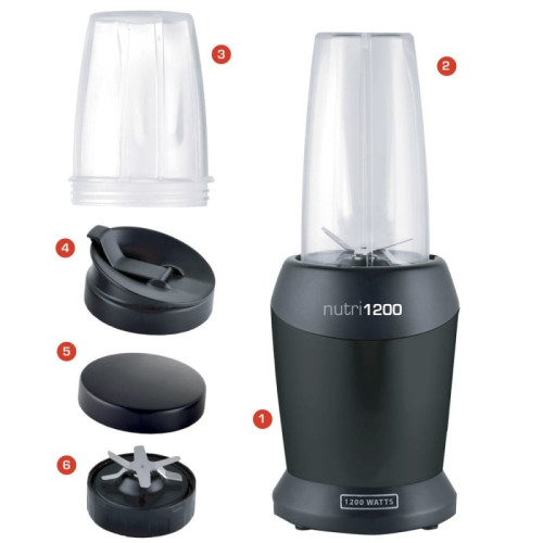 HomeVero Διατροφικό Μπλέντερ 8 σε 1 Μαύρο Nutri 1200 HV-15721-B