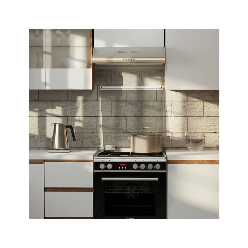 Απορροφητήρας Hyundai HHD21-S5562S με πλάτος 60cm και απορροφητική ισχύ 450 m³/h - Silver