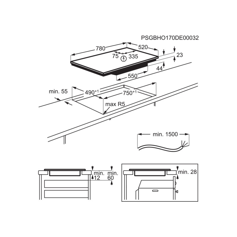 AEG Επαγωγική Εστία SenseFry 80 cm IAE84851FB